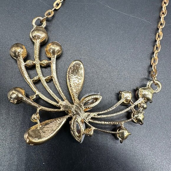 Colorful Rhinestone Butterfly Necklace Gold Tone Adjustable Chain Fruit Salad - Picture 5 of 9